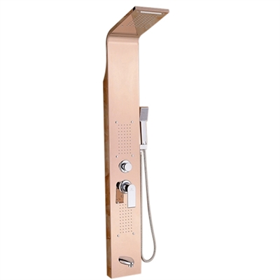 Pulsating Massage Thermostatic Shower Shower Panel in Champagne Gold Finish